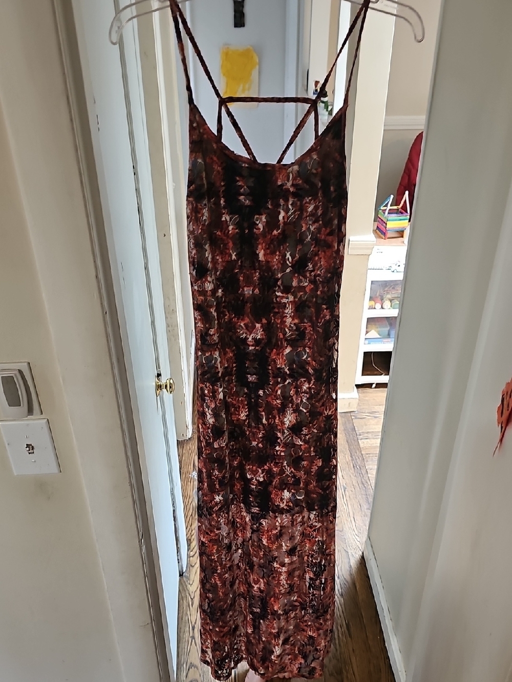 Fire Los Angeles Burnt Orange & Black Floral Slip Maxi Dress